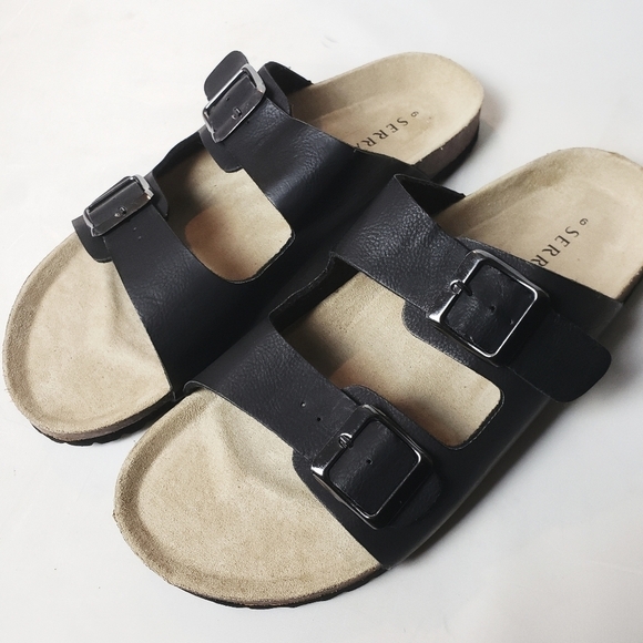 SERRA Black Double Strap/Buckle Slide On Sandals! - Picture 4 of 8